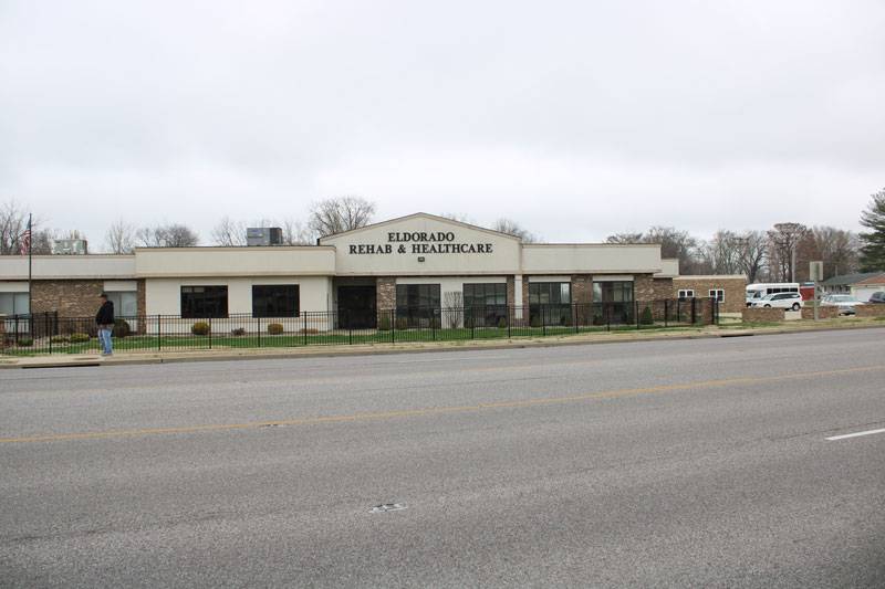 An exterior shot of the Eldorado Rehab and Healthcare facility, from the Eldorado Gallery